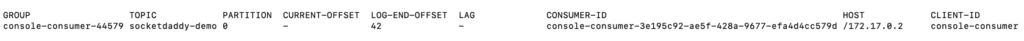 Kafka Consumer Group command output sample